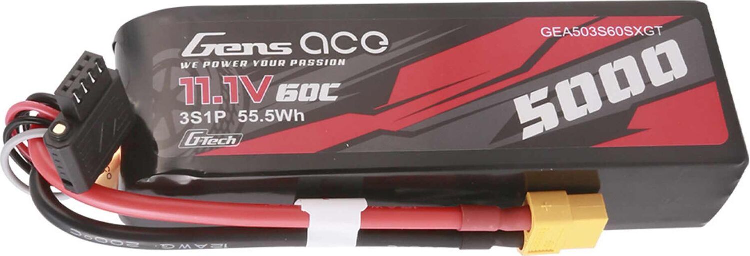 11.1V 5000mAh 3S 60C G-Tech Short-Size LiPo Battery: XT60