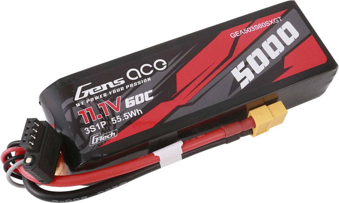 11.1V 5000mAh 3S 60C G-Tech Short-Size LiPo Battery: XT60
