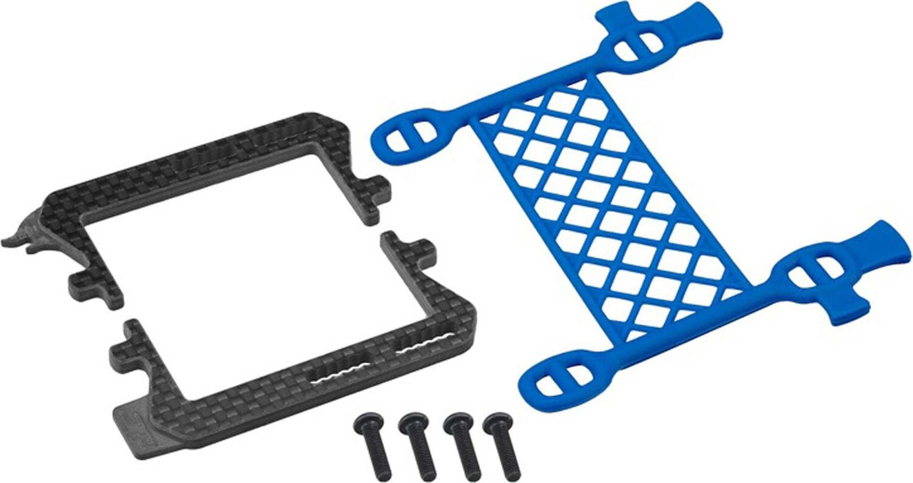 B6.3 Carbon Logo Cargo Net Battery Brace, Blue