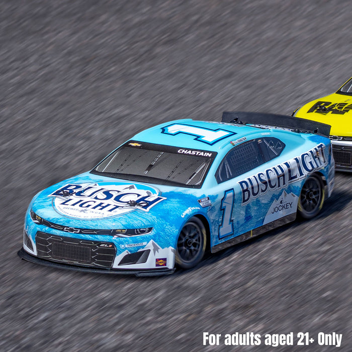 1/12 NASCAR RC Race Car Ross Chastain No. 1 2025 Busch Light Chevrolet ZL1 2S AWD RTR Brushed On-Road (Battery & Charger Included),  Blue