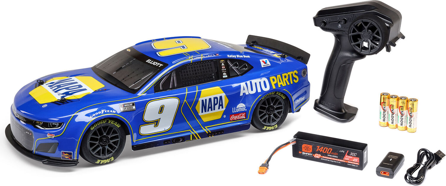1/12 NASCAR RC Race Car Chase Elliott No. 9 NAPA 2025 Chevrolet Camaro ZL1 2S AWD RTR Brushed On-Road (Battery & Charger Included)