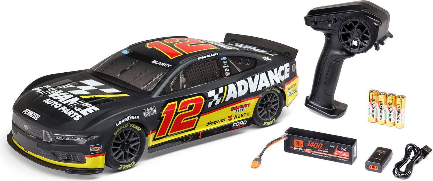 1/12 NASCAR RC Race Car Ryan Blaney No. 12 Advance Auto 2025 Ford Mustang 2S AWD RTR Brushed On-Road (Battery & Charger Included)
