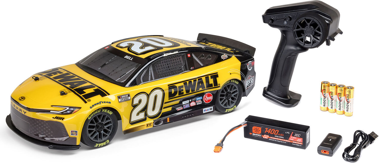 1/12 NASCAR RC Race Car Christopher Bell No. 20 DeWalt 2025 Toyota Camry 2S AWD RTR Brushed On-Road (Battery & Charger Included)