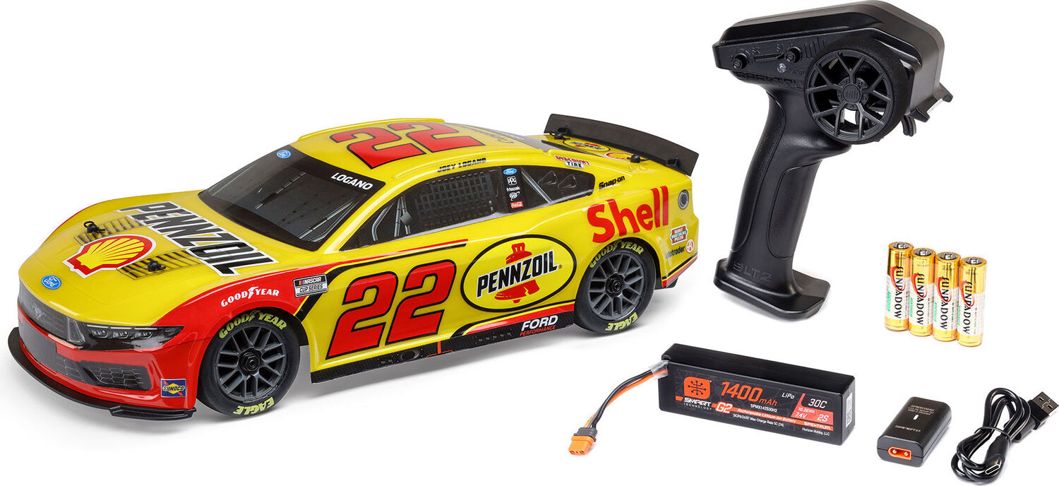 1/12 NASCAR RC Race Car Joey Logano No. 22 Shell 2025 Ford Mustang 2S AWD RTR Brushed On-Road (Battery & Charger Included)