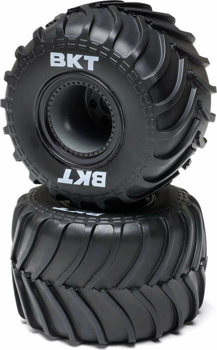 MT Tires, Black Beadlock, Premounted (2): Mini LMT