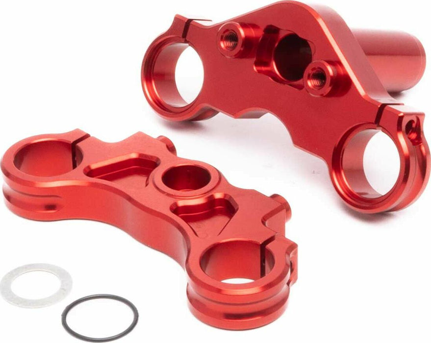 Aluminum Triple Clamp Set, Red: Promoto-MX