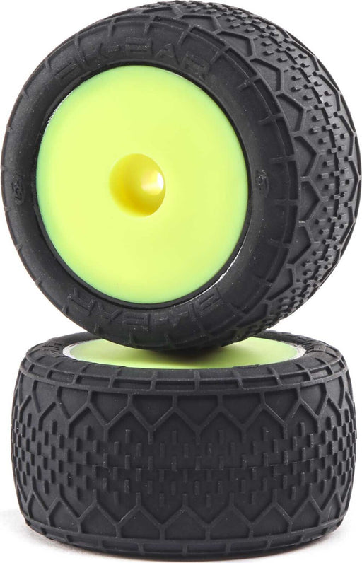 1/18 BK Bar Front/Rear 1.4 Pre-Mounted Tires, 12mm Hex, Yellow: Mini-T 2.0