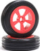 Rib Front Tires, Mounted, Red (2): Mini JRX2