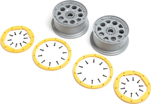 Wheels, Silver, Yellow Beadlock (2): DBXL 2.0