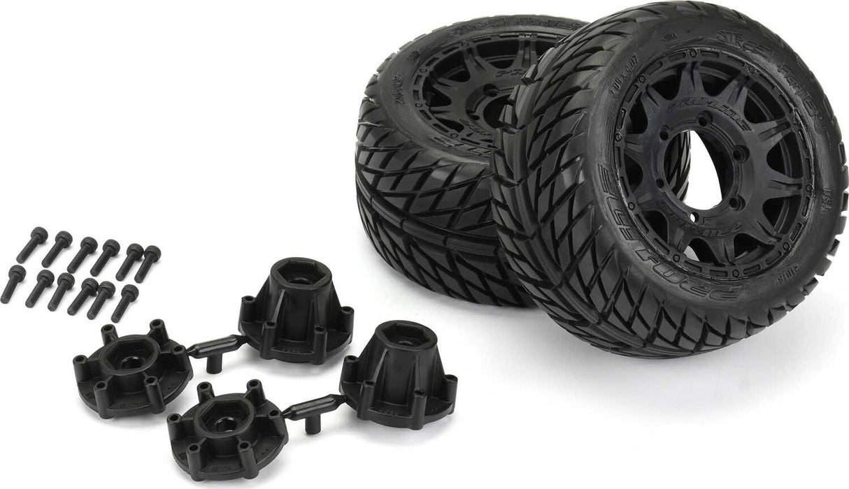 1/10 Street Fighter LP Fr/Rr 2.8" MT Tires Mounted 12mm Blk Raid (2)
