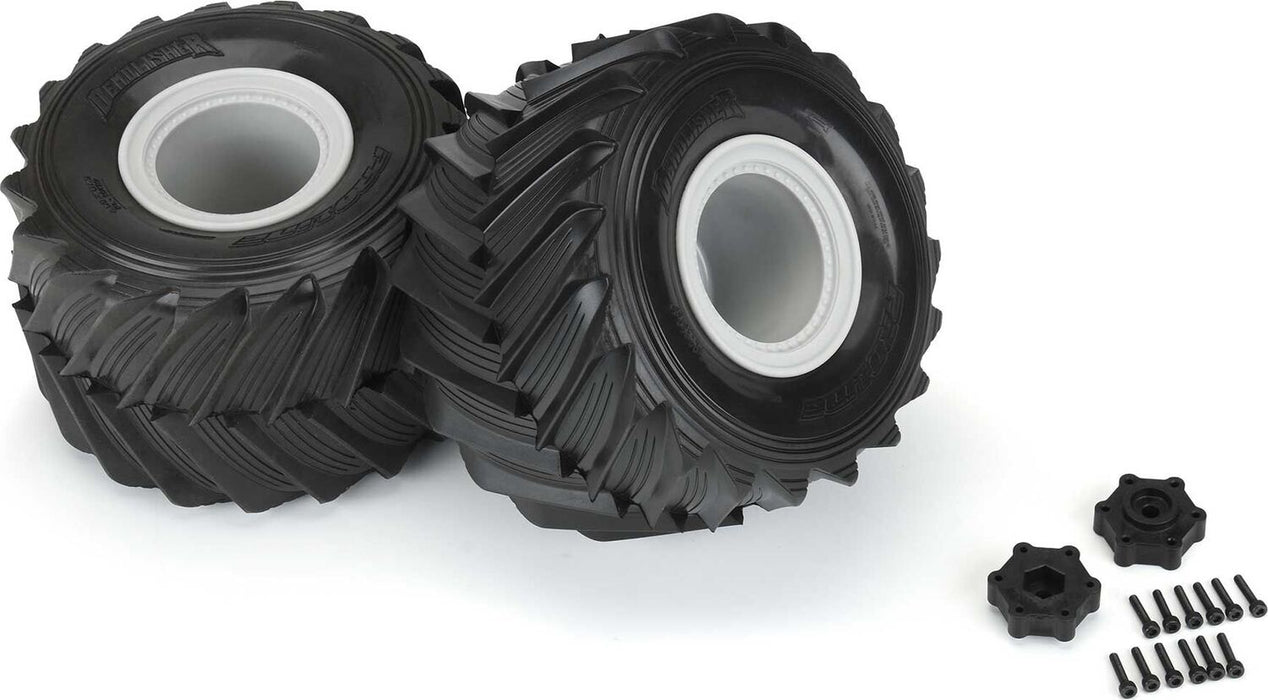 1/10 Demolisher Fr/Rr 2.6"/3.5" MT Tires Mounted 12mm Gray Whls (2)