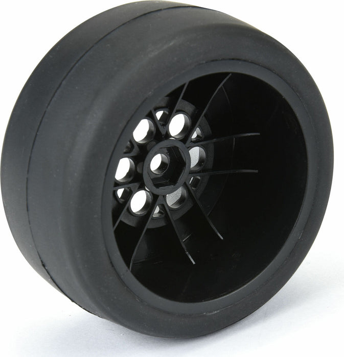 1/16 Reaction Rear Tires MTD 8mm Black/Silver (2): Losi Mini Drag