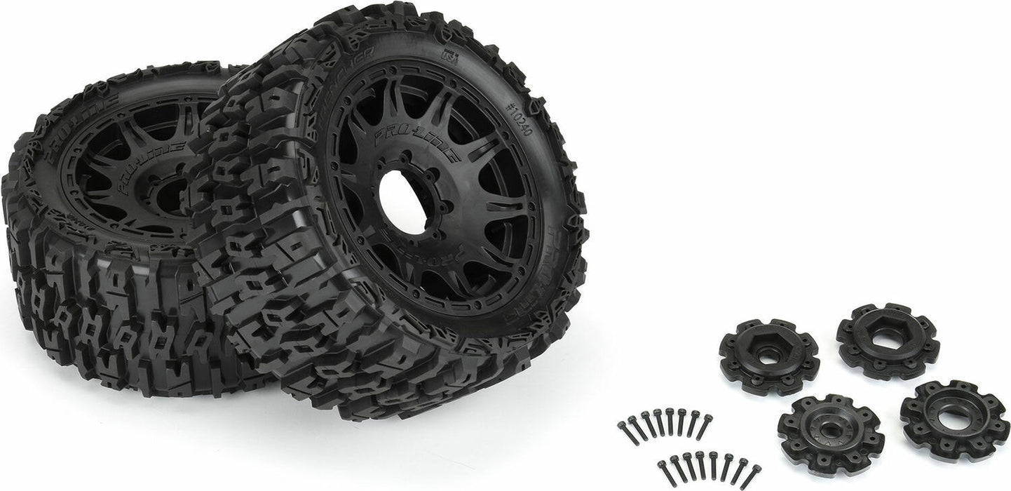 1/6 Trencher F/R 5.7” Tires Mounted 24mm Black Raid 8x48 Hex (2)