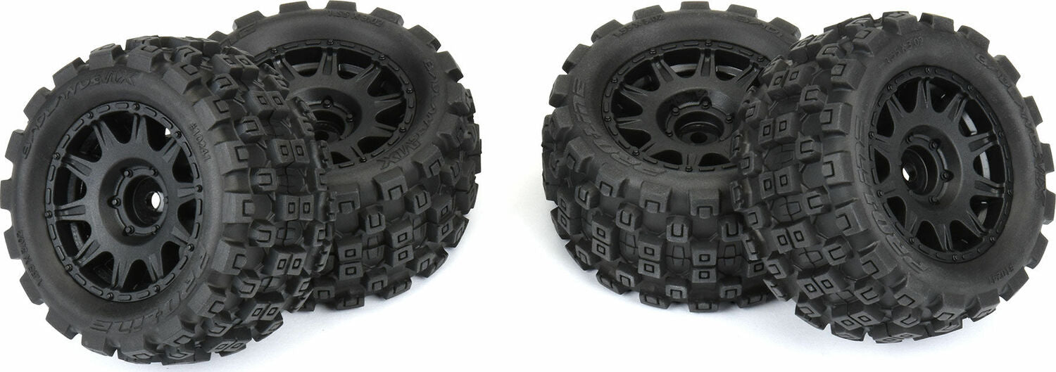 1/18 Badlands MX 1.85" F/R MTD 12mm Black Raid: Granite GROM