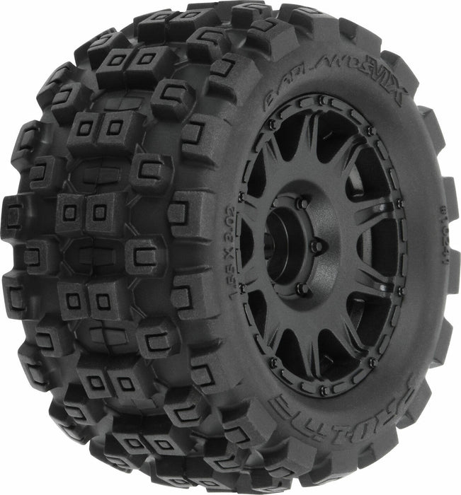 1/18 Badlands MX 1.85" F/R MTD 12mm Black Raid: Granite GROM