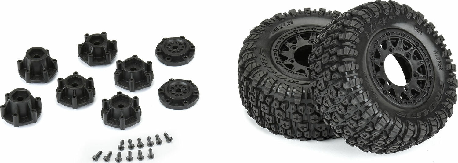 1/10 Aztek M2 F/R 2.2"/3.0" SC MTD 12mm & 14mm Black Raid Wheels (2)