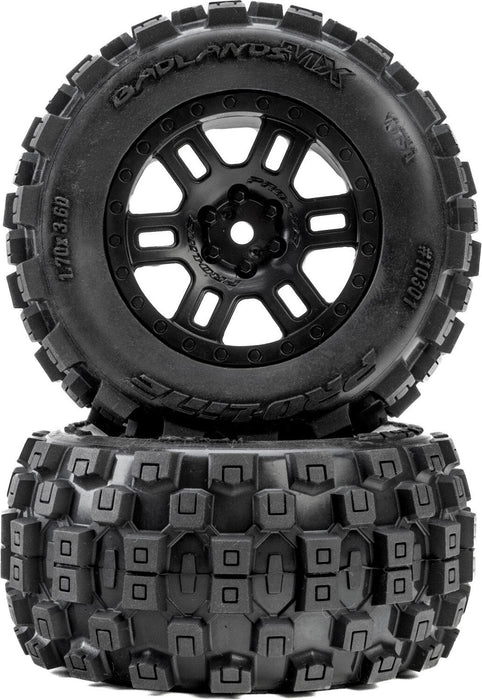 Badlands Front/Rear Tires MTD 12mm Black Split Six (2): ARRMA MINI KRATON