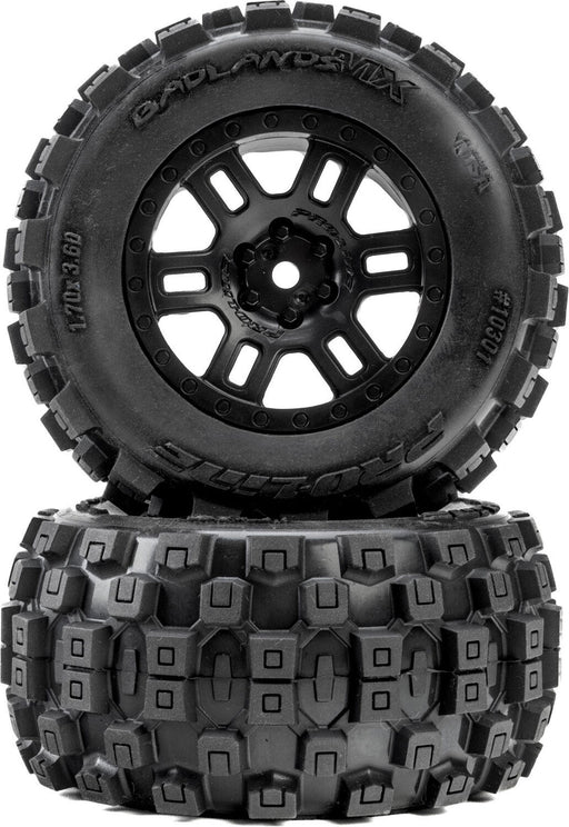 Badlands Front/Rear Tires MTD 12mm Black Split Six (2): ARRMA MINI KRATON