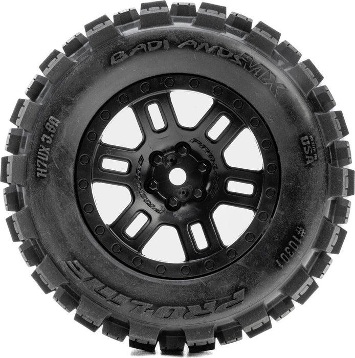 Badlands Front/Rear Tires MTD 12mm Black Split Six (2): ARRMA MINI KRATON