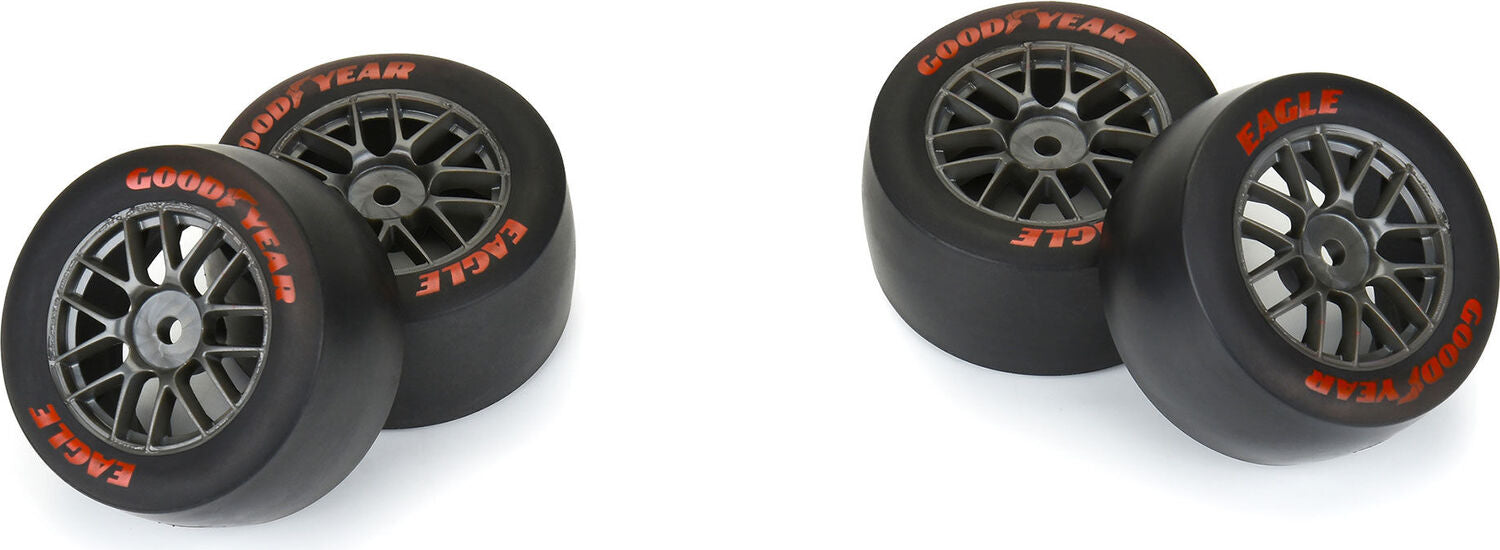 1/12 Goodyear Eagle Option Tire F/R MTD Gray Wheels (4): Losi NASCAR