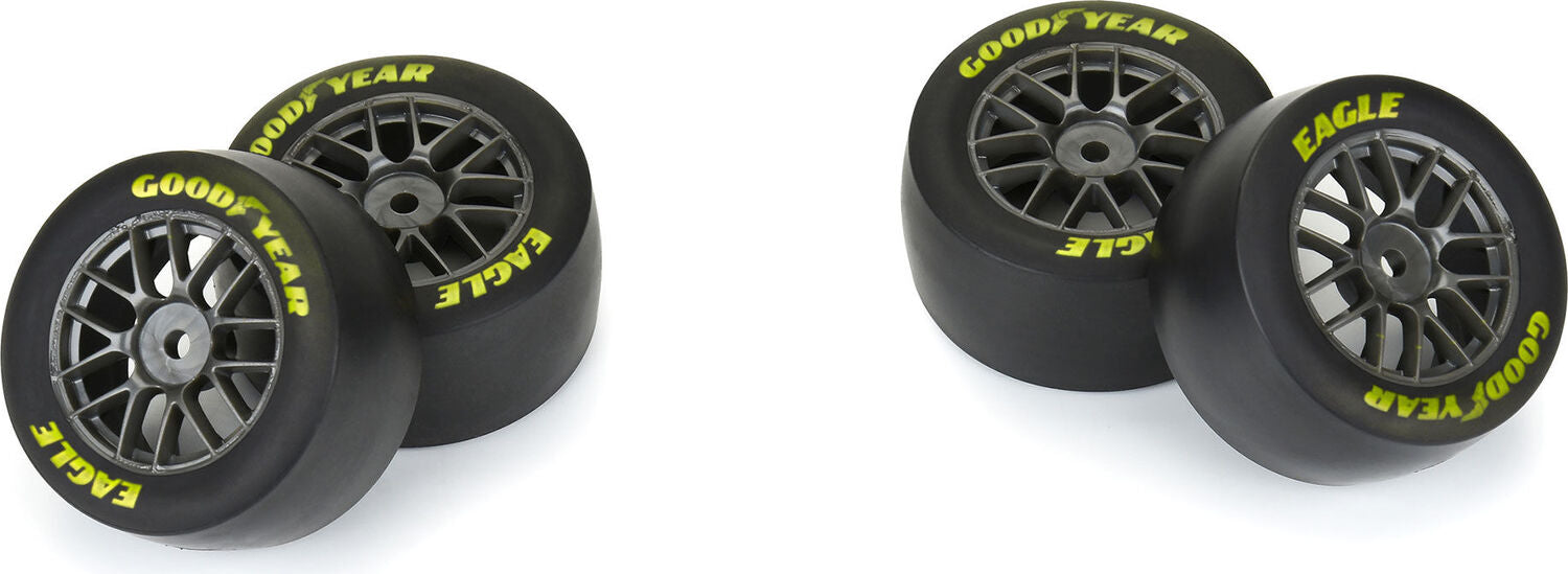 1/12 Goodyear Eagle Soft Tire F/R MTD Gray Wheels (4): Losi NASCAR