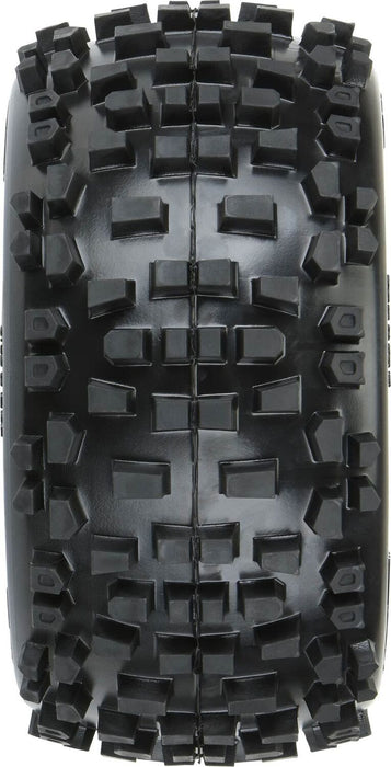 1/8 Badlands F/R 3.8" MT Tires Mounted 17mm Blk Raid (2)