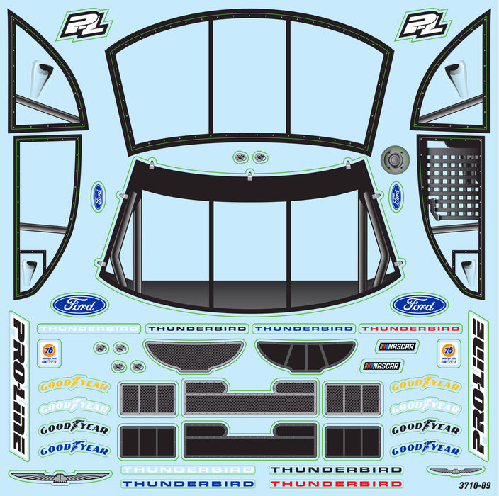 1/12 Pre-Cut 1996 Ford Thunderbird Clear Body: Losi NASCAR
