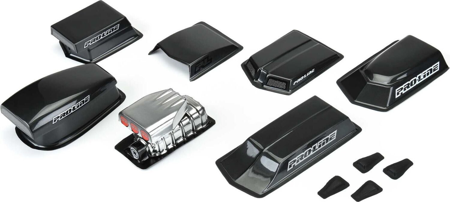 1/10 Drag Racing Clear Hood Scoops and Blowers Variety Pack