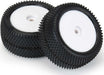 1/18 Prism Rear Carpet Mini-B Tires Mounted 8mm White Wheels (2)