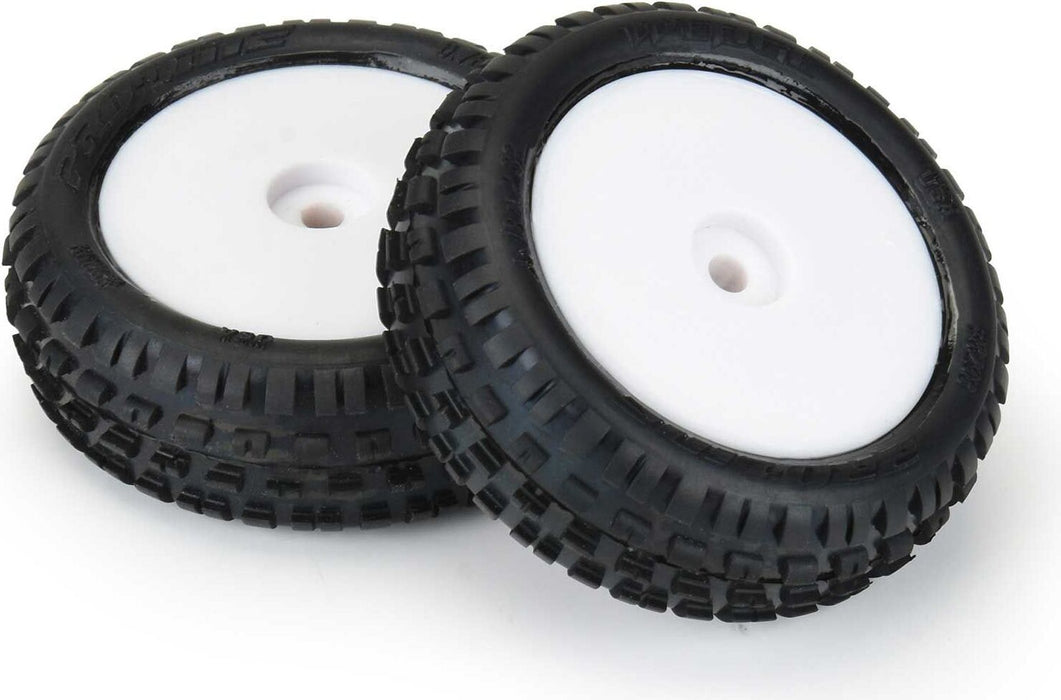 1/18 Wedge Front Carpet Mini-B Tires Mounted 8mm White Wheels (2)