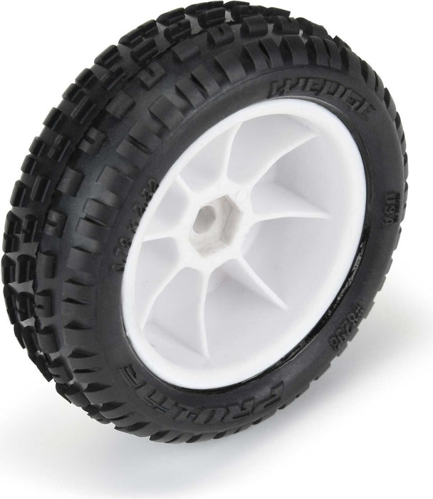 1/18 Wedge Front Carpet Mini-B Tires Mounted 8mm White Wheels (2)