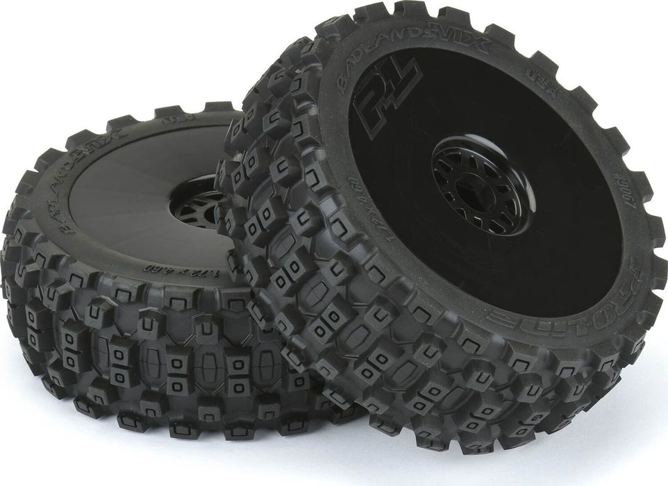 1/8 Badlands MX M2 Front/Rear Buggy Tires Mounted 17mm Black (2)