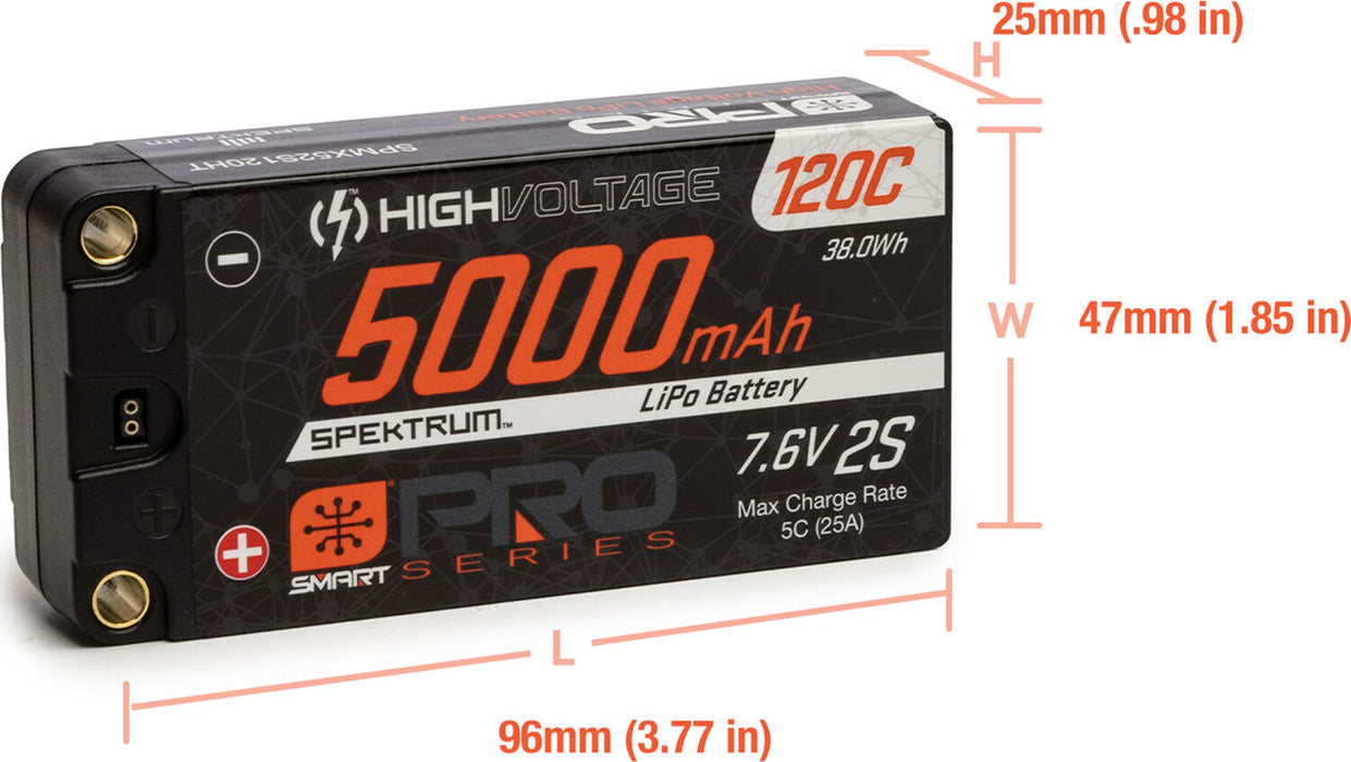 7.6V 5000mAh 2S 120C Smart Pro Race Shorty Hardcase LiHV Battery: Tubes, 5mm