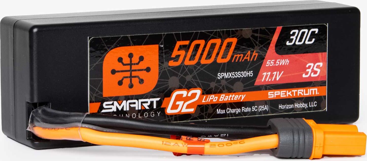 11.1V 5000mAh 3S 30C Smart G2 Hardcase LiPo Battery: IC5