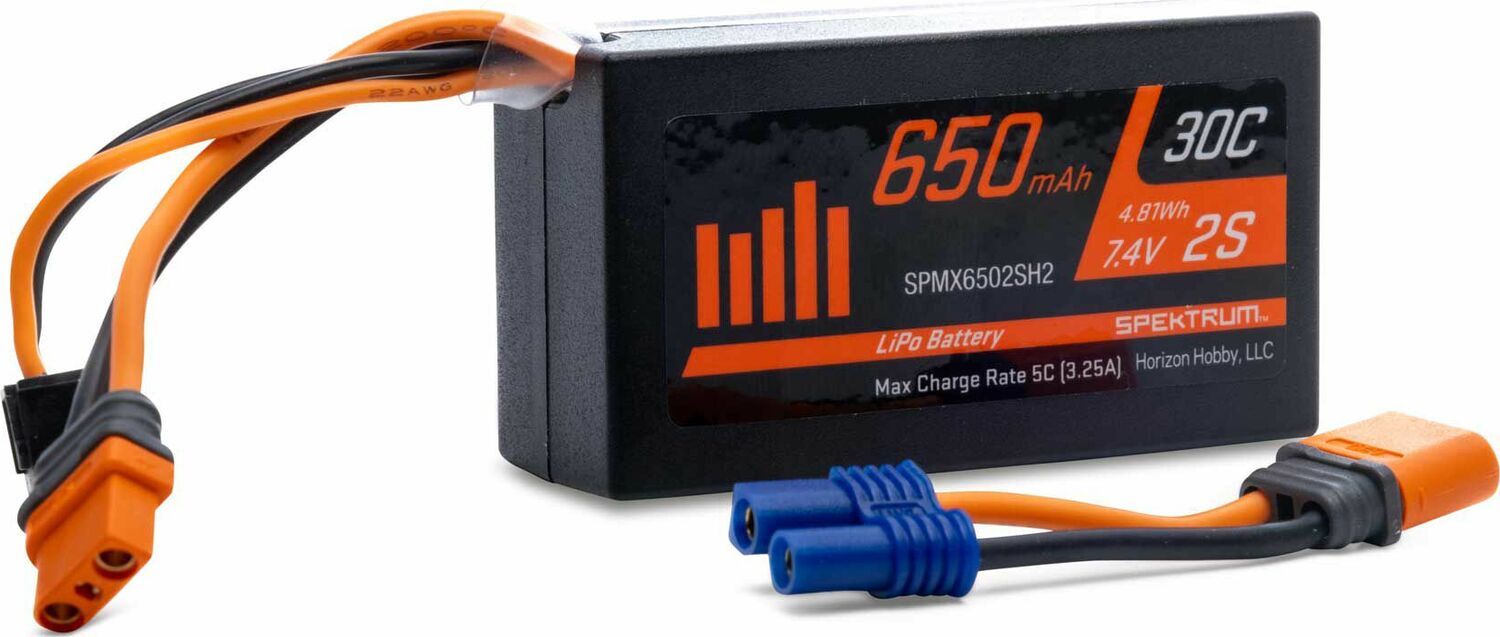 7.4V 650mAh 2S 30C LiPo Battery: IC2