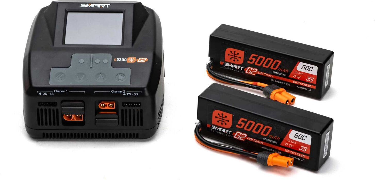 Smart G2 Powerstage 6S Surface Bundle: 3S 5000mAh LiPo Battery (2) / S2200 G2 Charger