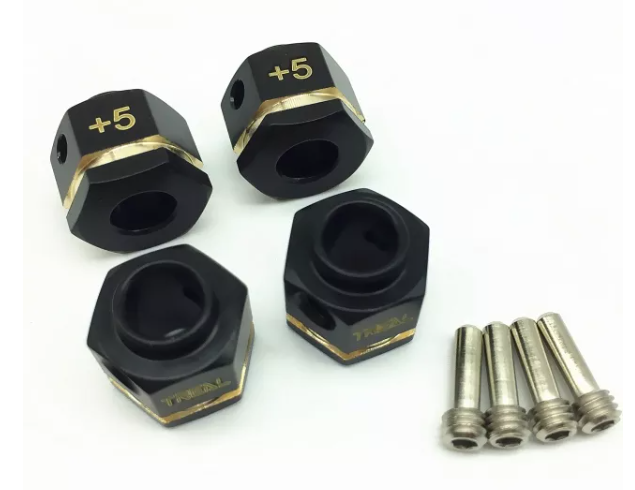 Treal Brass Extended Wheel Hubs Hex Pins Blackening 4pcs-Set for Traxxas TRX-4 X0023GW5H1RC Car +5mm Black