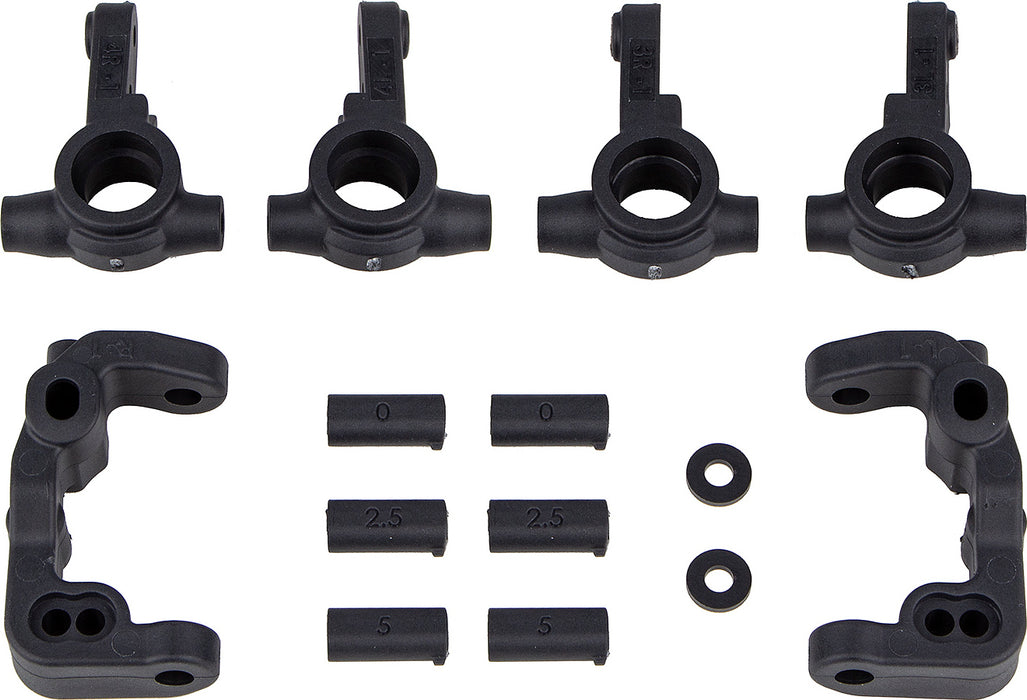RC10B6.4 -1mm Scrub Caster and Steering Blocks, Carbon