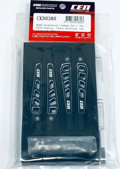 KAOS Suspension Linkage Set for F250 chassis, black anodiz