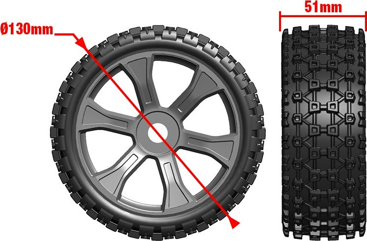 Asuga XLR Off-Road Tires Low Profile Glued on Black Rim