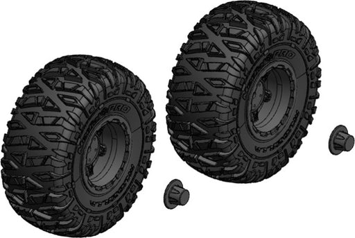 Tire and Wheel Set - Truck - Black Rims - 1 Pair: Mammoth,
