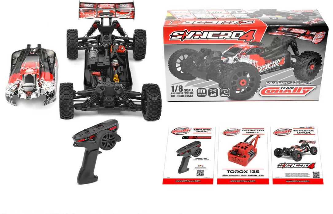 Syncro-4 1/8 4S Brushless Off Road Buggy, RTR, Red