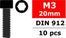 Steel Screws M3 x 20mm, Hex Socket Head, 10pcs