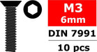 Steel Screws M3 x 6mm, Hex Flat Head, 10pcs