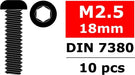 Steel Screws M2.5 x 18mm, Hex Button Head, 10pcs