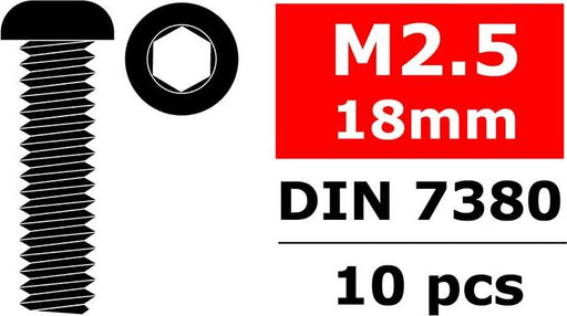 Steel Screws M2.5 x 18mm, Hex Button Head, 10pcs