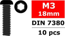 Steel Screws, M3 x 18mm, Hex Button Head, 10pcs