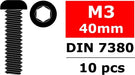 Steel Screws M3 x 40mm, Hex Button Head, 10pcs