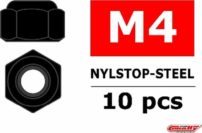 Steel Nylstop Nut M4 - Black Coated - 10pcs