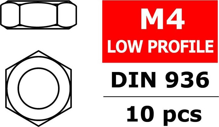Low Profile Nut, M4, 10pcs